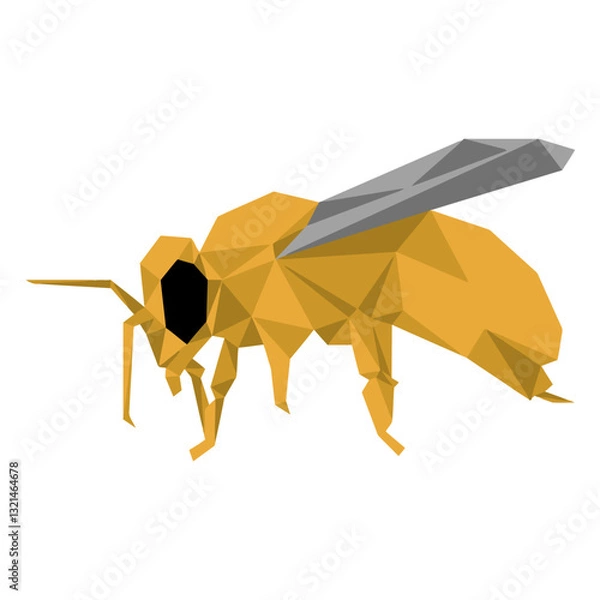 Fototapeta Geometric Honeybee: A low-poly illustration of a honeybee, showcasing geometric shapes and vibrant colors, perfect for adding a touch of modern art to any design.