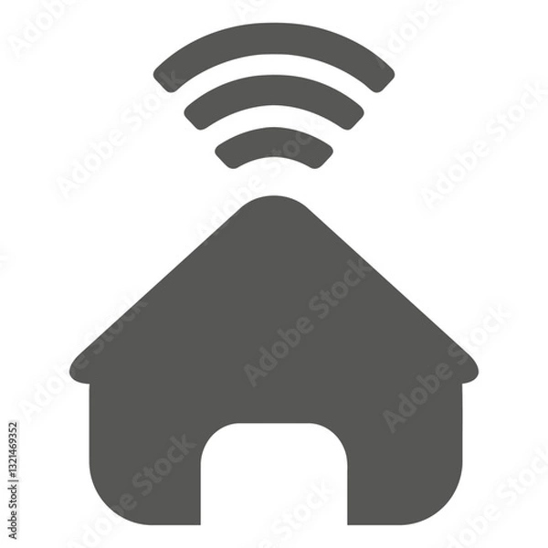 Fototapeta Smart Home Connectivity Icon: A sleek and modern graphic representation of a home connected to wireless network, embodying the concept of smart home technology and interconnected living. 