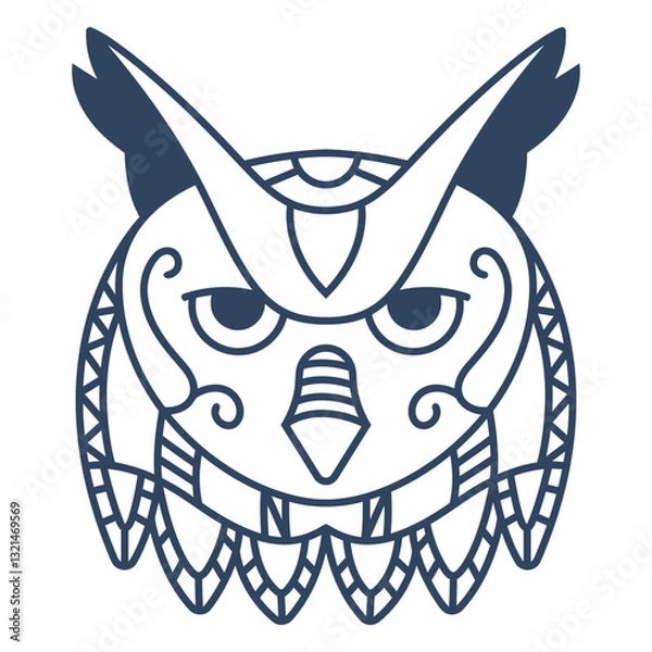 Fototapeta Intricate Owl Illustration: A detailed illustration of an owl showcases a sophisticated and contemporary graphic design, ideal for designs needing a touch of wisdom and elegance.