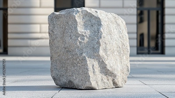 Obraz Large granite boulder on pavement
