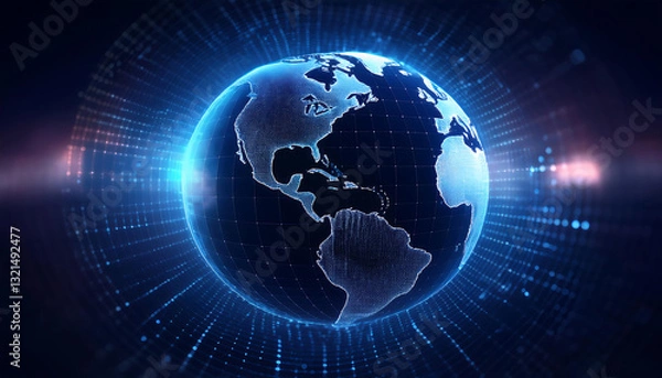 Fototapeta digital world map with binary code for security