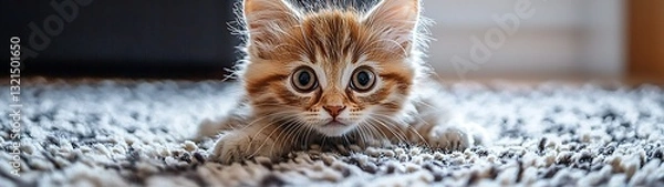 Obraz Adorable Ginger Kitten on Soft Carpet