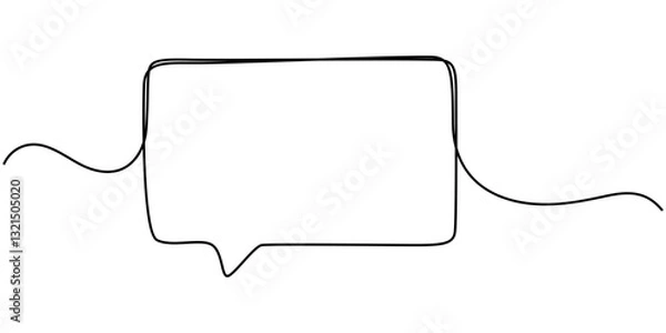 Fototapeta Continuous one single line drawing of speech bubble icon. Talk text box, feedback message box and comment vector, Speech Bubble Single Line Icon, One continuous line drawing of Speech bubble. 