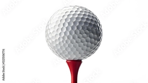 Fototapeta Close-Up of Golf Ball on Red Tee Crisp, Minimalist Design V3