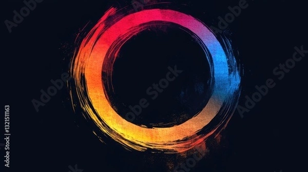 Fototapeta Abstract circular design with vibrant colors on a dark background, creating a modern artistic effect
