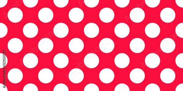 Obraz White polka dots on red background. Seamless geometric pattern.