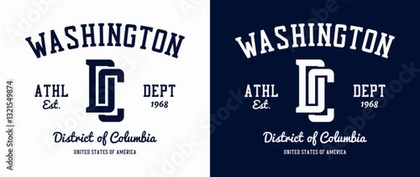 Obraz Washington, D.C. print for t-shirt. Athletic tee shirt graphics. Vintage sport apparel print. Vector.