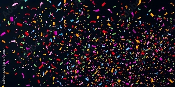 Fototapeta A Shower of Joy: A vibrant burst of colorful confetti fills the frame, creating a dynamic and festive scene that evokes a sense of celebration and excitement.