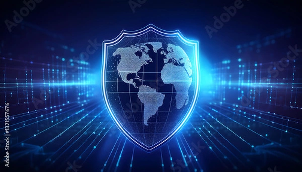 Fototapeta digital world map with binary code for security