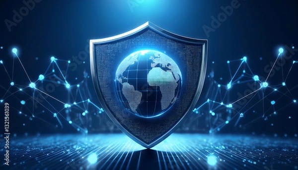 Fototapeta digital world map with binary code for security