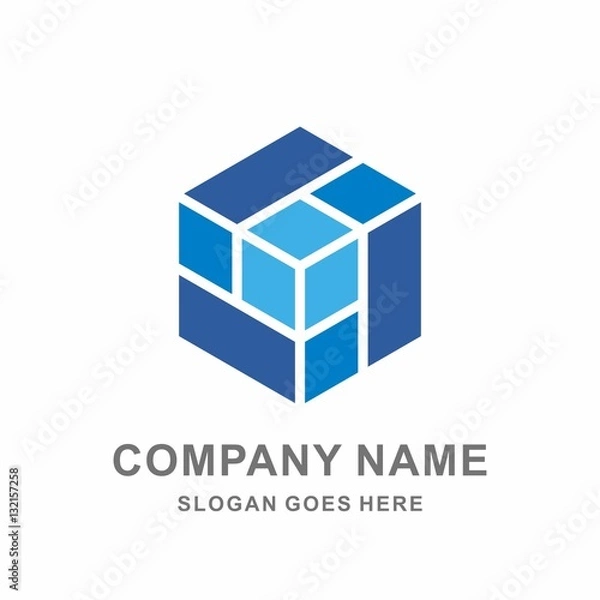 Obraz 3D Geometric Hexagon Cube Box Space Architecture Engineering Business Company Stock Vector Logo Design Template