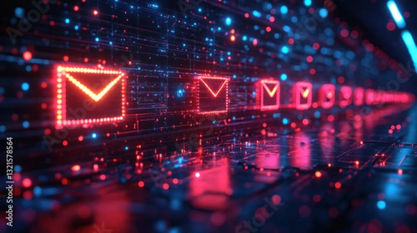 Obraz Automated cold email sales campaign, featuring an AI-driven platform optimizing outreach strategies and personalizing email sequences