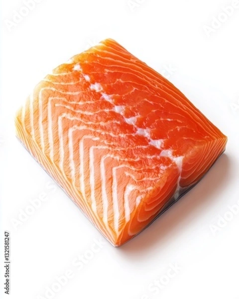Fototapeta Isolated on white. Raw Salmon Filet on White Background