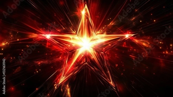 Fototapeta Radiant starburst explosion, digital art, glowing cosmic star, use as background graphic, website element