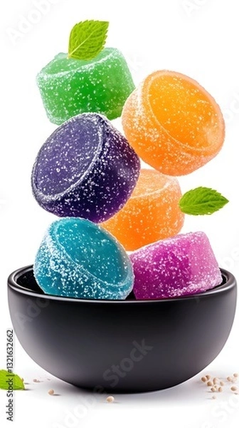 Fototapeta Warabi mochi delightfully coated in soy flour creating a jelly-like dessert perfect for enjoying after a meal