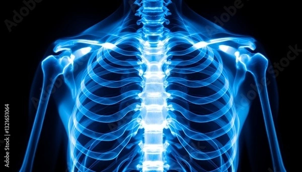 Obraz Illuminated skeletal structure of the human ribcage