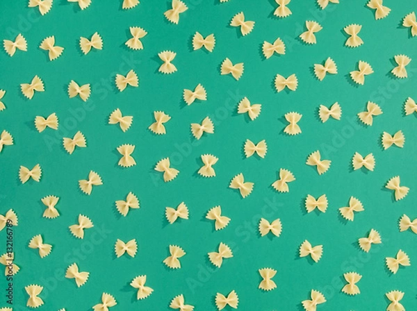 Fototapeta Farfalle pasta flat lay pattern