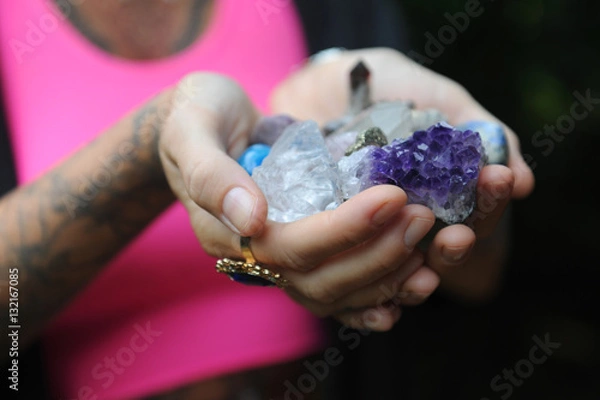 Obraz Woman's hands holding crystals