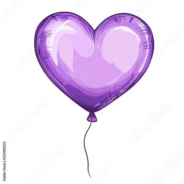 Obraz A purple heart-shaped balloon floats gently showing love and happiness