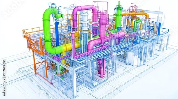 Obraz Thermal simulation, finite element heat transfer model, 3D illustration