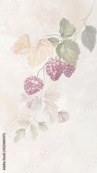 Obraz Delicate Raspberry Branch Floral Art Print