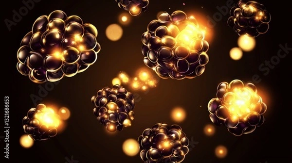 Fototapeta Golden Molecular Clusters: A Stunning Visual Representation of Complex Biological Systems