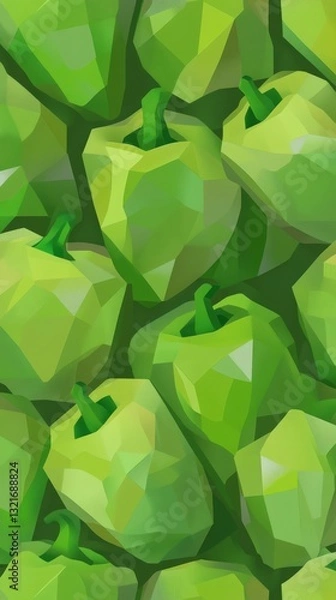 Obraz Geometric Green Peppers: A Vibrant Digital Art Display