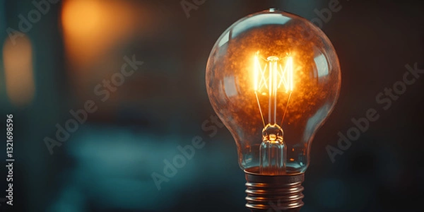 Obraz Light Bulb Glowing with Creative Idea and Inspiration Concept | Glowing Light Bulb Symbolizing Innovation and Bright Ideas | Close-up of a Light Bulb Glowing with Energy and Creativity

