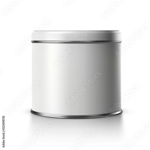 Fototapeta Blank White Small Round Tin Can Container Mockup
