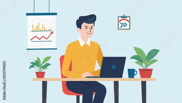 Fototapeta Young Man Learning New Skills to Achieve Career Goals in Professional Development