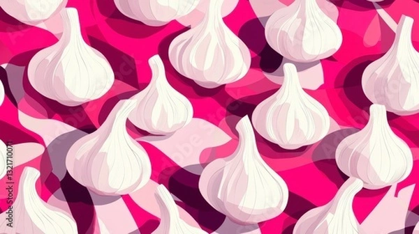 Fototapeta A Vibrant and Intriguing Pattern of Garlic Heads