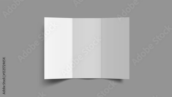 Fototapeta White Blank Open Three Panel Folded With Shadow