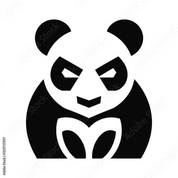 Fototapeta Intense Panda Logo Design. panda icon vector silhouette, panda logo vector silhouette
