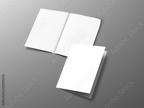 Fototapeta A5, A4, A3 Blank Half-folded Brochure Cover Mockup