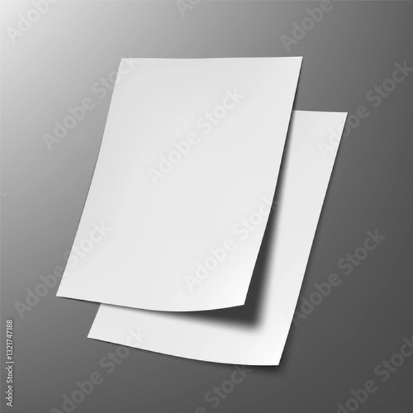 Fototapeta 3D Blank Writing Paper Sheet On Dark Background