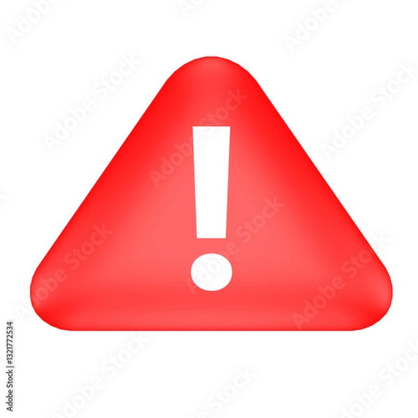 Obraz Red warning sign isolated on transparent background png.