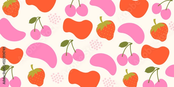 Fototapeta Abstract fruit pattern for backgrounds, presentations, wrapping papers, prints, artworks. Vector illustration	