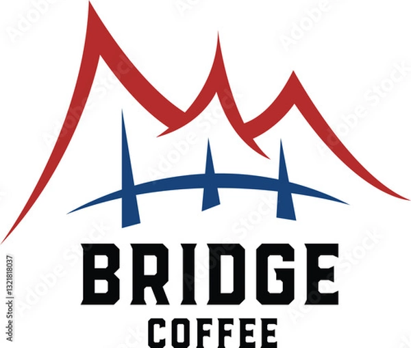 Obraz Logo Bridge Coffee, color red and blue, simple logo