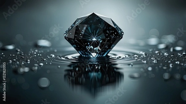 Obraz Close-up view of a beautiful diamond on a black background.