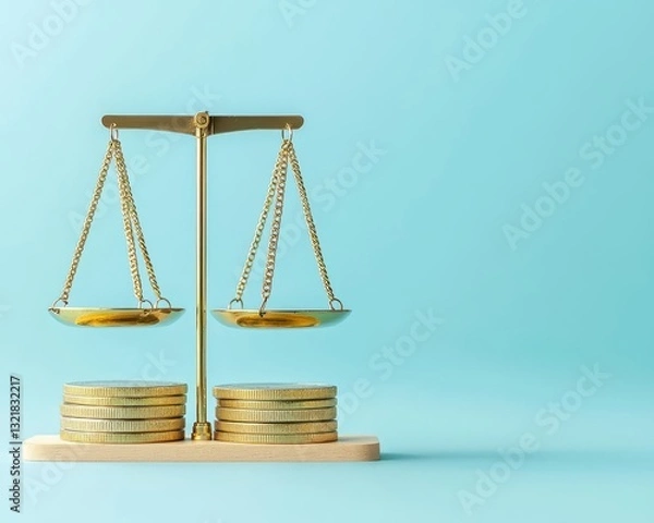 Fototapeta Singleline financial balance scale weighing digital and cash currency equally