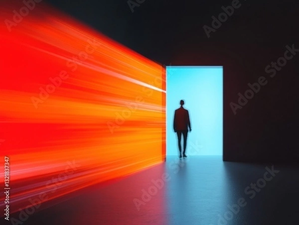 Fototapeta Liminal Digital Transformation Futuristic Identity Emergence Through Vibrant AI-Powered Transition Portal - Next-Gen Professional Metamorphosis Visual