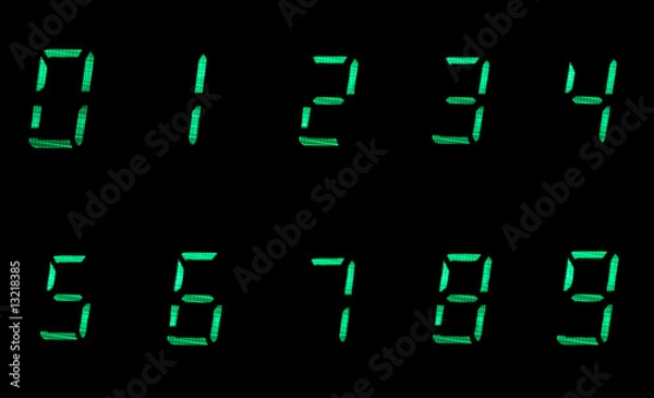 Fototapeta digital numbers in green on black background