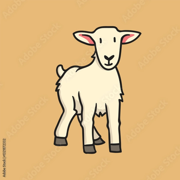 Fototapeta Cartoon-Style Standing Goat with a Playful Look
