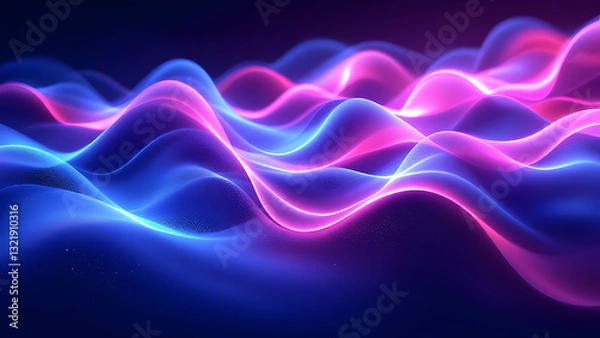 Fototapeta Futuristic Abstract Wave Background with Glowing Blue and Purple Light Streaks – Dynamic Energy Flow, Technology-Inspired Digital Art, and Modern Aesthetic Design
