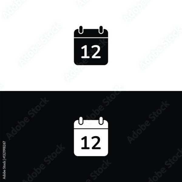 Obraz Stylish Minimalist Calendar Icon Featuring Date 12 in Black and White for Modern Designs, Digital Interfaces, and Graphic Projects
