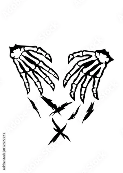 Fototapeta  griffes squelette main trace