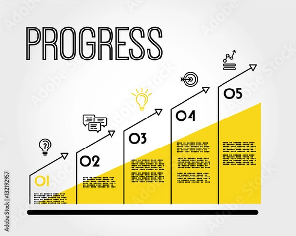 Obraz yellow progress infographic graph with title