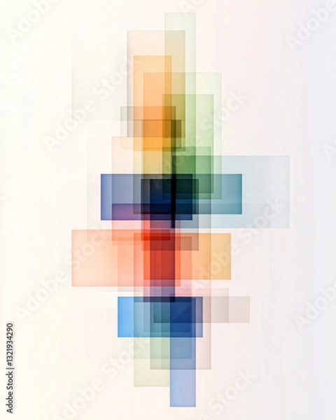Fototapeta A contemporary abstract digital scene with translucent cubes gracefully suspended, showcasing