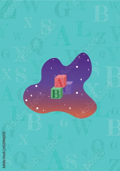 Obraz letters on a blue background adobe Illusration