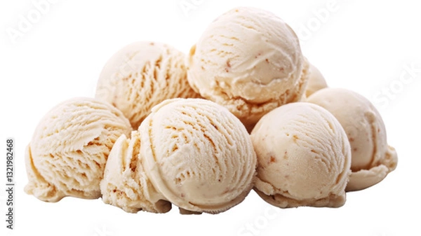 Obraz Delicious caramel ice cream scoops piled up on transparent background